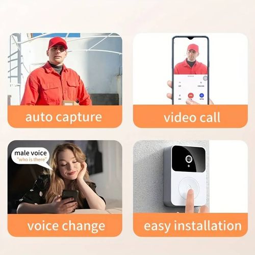 Smart WiFi Video Doorbell, 1080p HD Night Vision, Home Intercom Surveillance