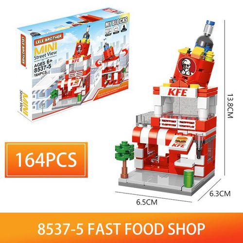 Children's small particle street view building blocks city building model is compatible with Lego building toys