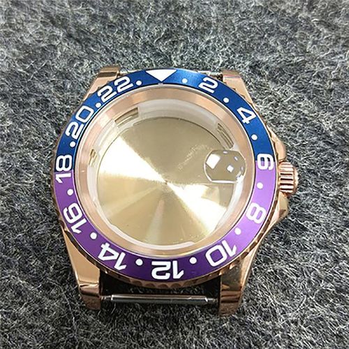 40mm Stainless Steel Watch Case Sapphire Glass Yacht Rose Gold Case For 8215/8200/821a/pearl 2813 Movement
