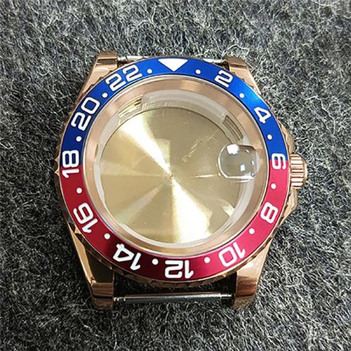 40mm Stainless Steel Watch Case Sapphire Glass Yacht Rose Gold Case For 8215/8200/821a/pearl 2813 Movement