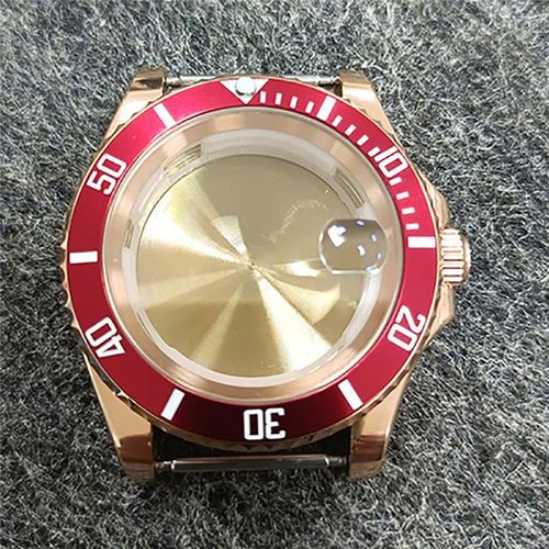 40mm Stainless Steel Watch Case Sapphire Glass Yacht Rose Gold Case For 8215/8200/821a/pearl 2813 Movement