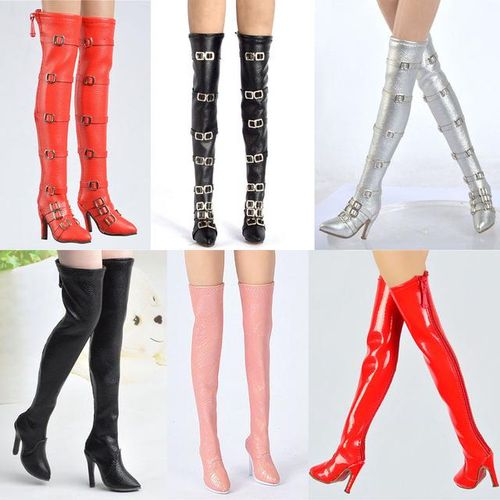 1/6 Scale Female Set Over-knee Boots 2B Sister High Heels Zipper Buckle Style Long Boots for 12in Action Figure Body Model