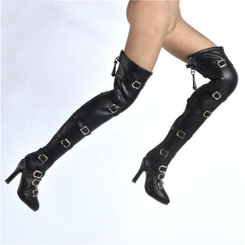 1/6 Scale Female Set Over-knee Boots 2B Sister High Heels Zipper Buckle Style Long Boots for 12in Action Figure Body Model