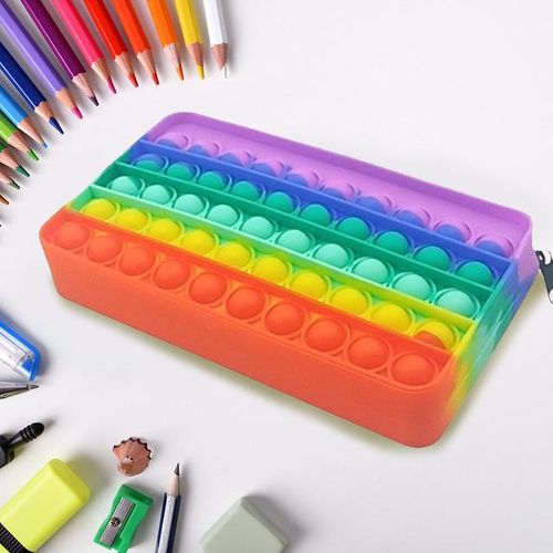 Large Popits Pencil Case Simples Sensory Silicone Bubble Stationery Storage Bag For Children Kids Antistress Pops Its Toy