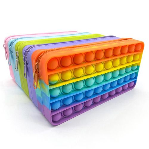 Large Popits Pencil Case Simples Sensory Silicone Bubble Stationery Storage Bag For Children Kids Antistress Pops Its Toy