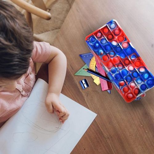 Large Popits Pencil Case Simples Sensory Silicone Bubble Stationery Storage Bag For Children Kids Antistress Pops Its Toy