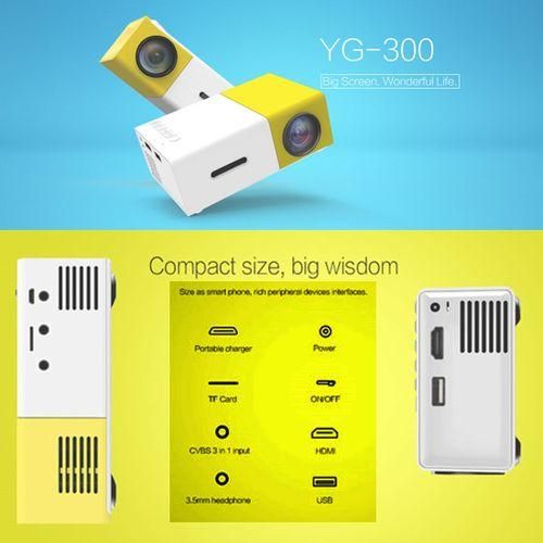 YG300 400LM Portable Mini Home Theater LED Projector With Remote Controller, Support HDMI, AV, SD, USB Interfaces Yellow