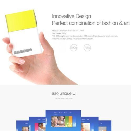 YG300 400LM Portable Mini Home Theater LED Projector With Remote Controller, Support HDMI, AV, SD, USB Interfaces Yellow