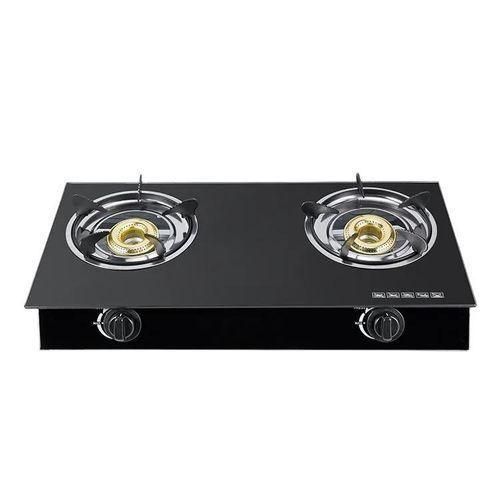Gas Stove With Glass Top-Black
