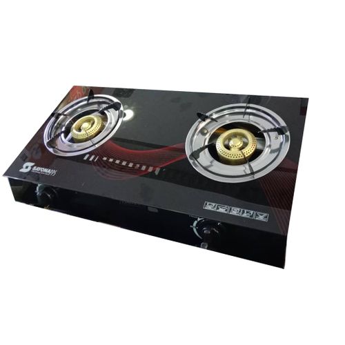 Gas Stove With Glass Top-Black
