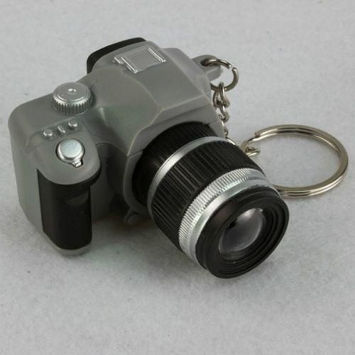 Children Mini SLR Camera Model Style Key Chain Small Pendant With Sound & LED Light(Gray)