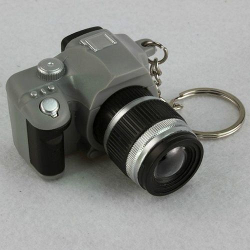 Children Mini SLR Camera Model Style Key Chain Small Pendant With Sound & LED Light(Gray)