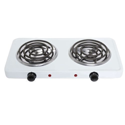 Double Electric Hot Plate - White