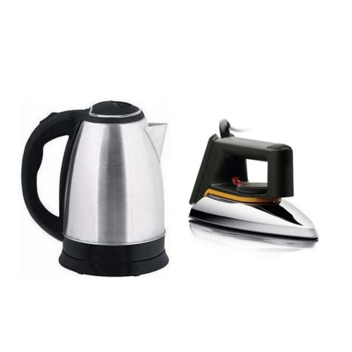 Bundle Of  Flat Iron With 2litres Scarlet Kettle - Black/Silver