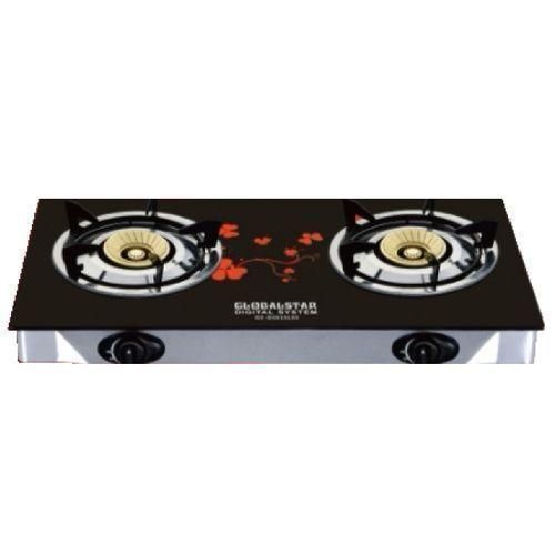 Global Star Double Glass Cooking Gas Stove / Burner/Cooker/Cook Top With Automatic Ignition - Black GS-G201SLSS - Black