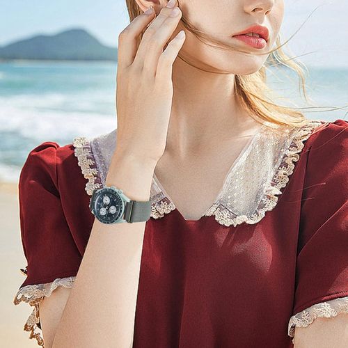 20mm strap compatible X Swatch Moonswatch Speedmaster, Elastic nylon/silicone quick release strap,