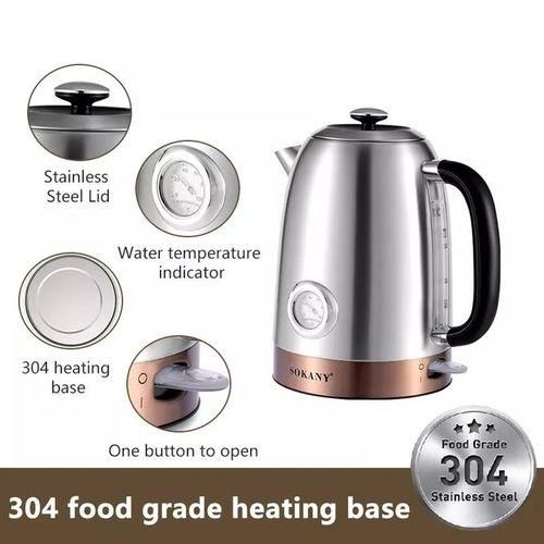 Sokany Electric Kettle For Boiling Water Fast With Temperature Level Indicator-Silver