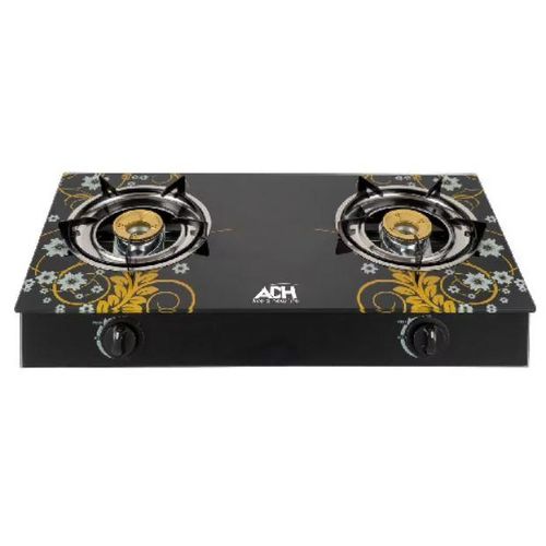 ADH Glass Gas Stove &ndash; Double Burner Black