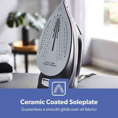 Geepas 2-in-1 Steam Iron, Adjustable Temperature Control,Dry & Wet Steam Iron , Ceramic Soleplate ,Dry,Steam/ Perfect for a busy family home.