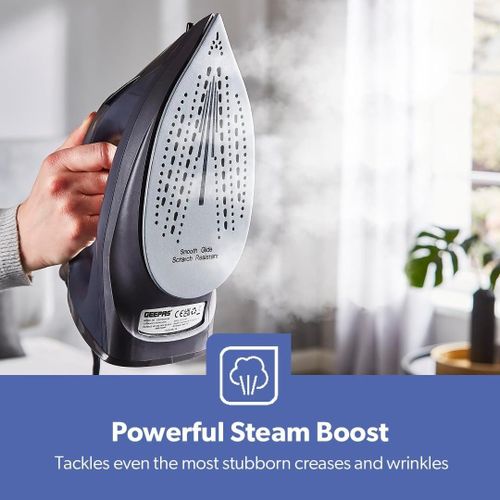 Geepas 2-in-1 Steam Iron, Adjustable Temperature Control,Dry & Wet Steam Iron , Ceramic Soleplate ,Dry,Steam/ Perfect for a busy family home.