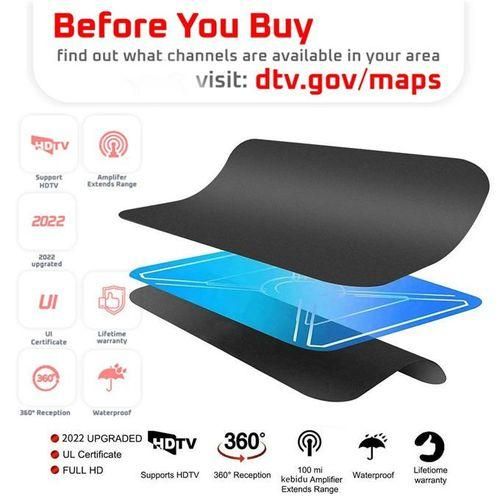 TV Antenna 4K 8K 25DB High Gain HD TV DTV Box Digital 2003000 Miles Booster Active