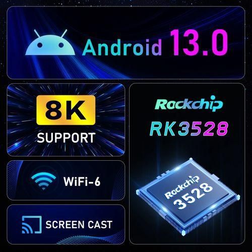 H96 Max 8K Ultra HD Smart TV Box Android 13.0 Media Player With Remote Control, 4GB64GBEU Plug