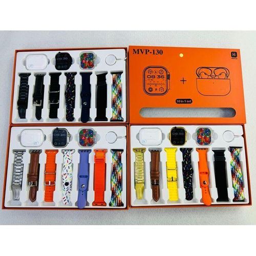 New MVP-130 Ultra 49mm Smartwatch+Wireless Bluetooth Earphones 10 In 1 Set.