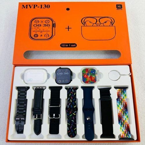 New MVP-130 Ultra 49mm Smartwatch+Wireless Bluetooth Earphones 10 In 1 Set.