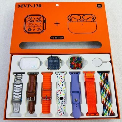 New MVP-130 Ultra 49mm Smartwatch+Wireless Bluetooth Earphones 10 In 1 Set.