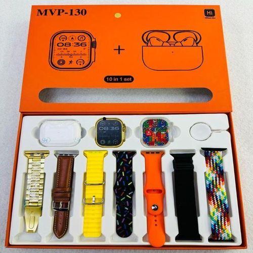 New MVP-130 Ultra 49mm Smartwatch+Wireless Bluetooth Earphones 10 In 1 Set.