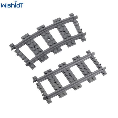 MOC PF City Train Tracks Straight Rails Curved Tracks Railroad Compatible with legoeds 53401 53400 74746 Building Blocks