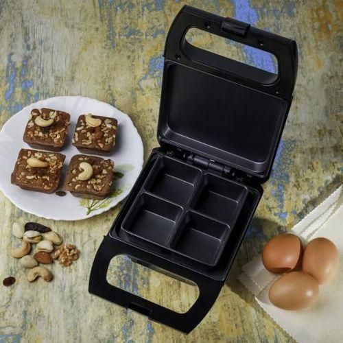 Geepas 4Pcs Brownie Maker, 4 Bites At A Time ,Non-Stick Cooking Plate , Safety Lock , Cool Touch Handles , Skid -Resistance Feet , Power On & Ready Indicator - Black