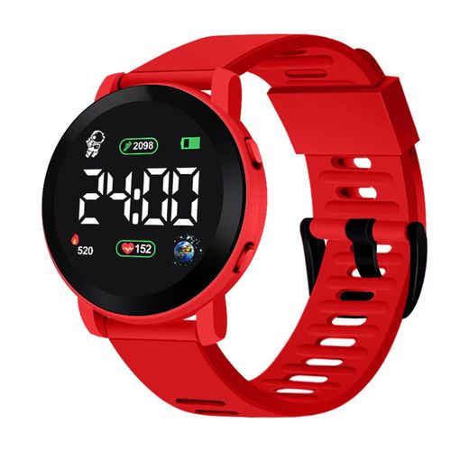 Kids LED Digital Watch Waterproof Auto Date Weekly-Red