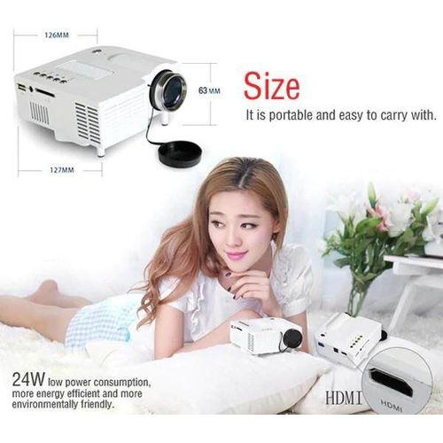 UNIC 28+ Portable LCD Projector Same Screen 1080p HDMI VGA USB SD Card White