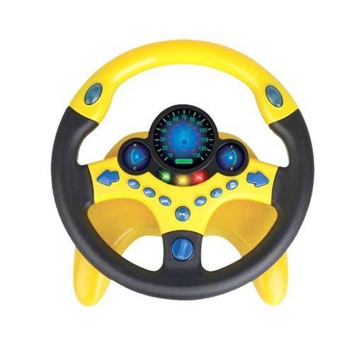 Eletric Simulated Driving Steering Wheel Copilot Toy For Boy Yellow