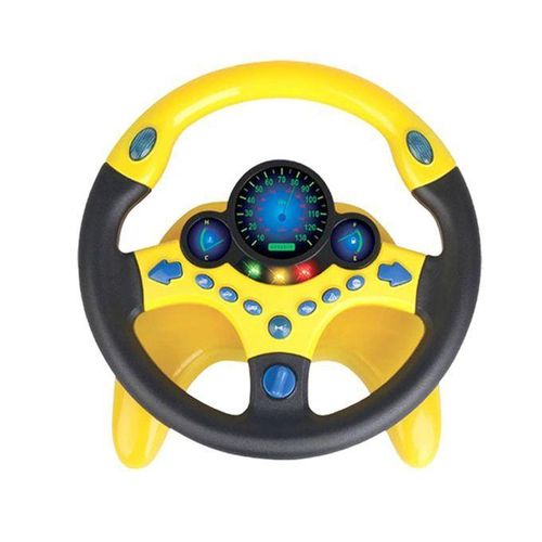 Eletric Simulated Driving Steering Wheel Copilot Toy For Boy Yellow