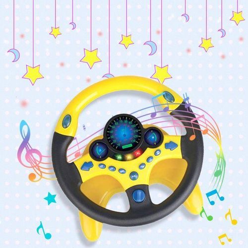 Eletric Simulated Driving Steering Wheel Copilot Toy For Boy Yellow