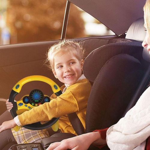 Eletric Simulated Driving Steering Wheel Copilot Toy For Boy Yellow