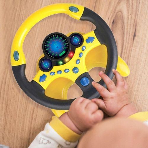 Eletric Simulated Driving Steering Wheel Copilot Toy For Boy Yellow