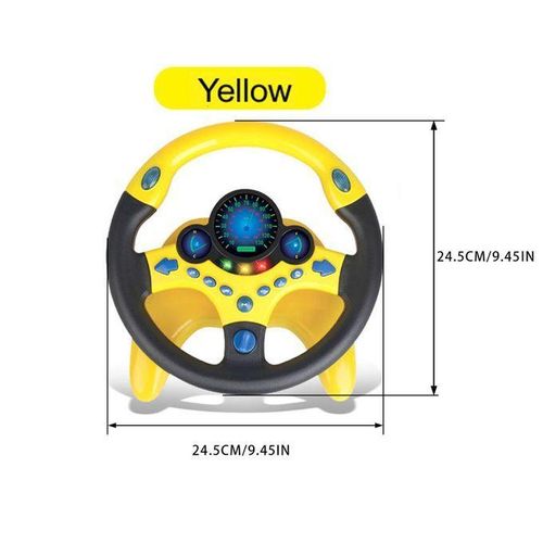 Eletric Simulated Driving Steering Wheel Copilot Toy For Boy Yellow