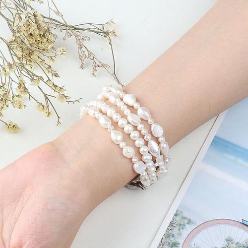 Pulsera De Reloj De Perlas Reales Para Watch 8 Pulsera De Reloj Con Cuentas Naturales Para Iwatch 7 Se Reemplazo Elástico Para Mujer 41mm 45mm 44mm
