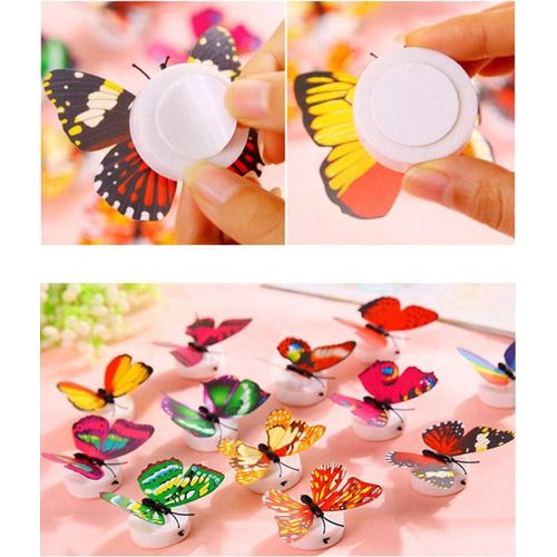 Color Changing Beautiful Butterfly Plastic LED Wall Night Lamp (Multicolor) Set of 5