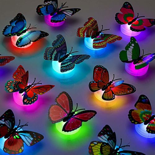 Color Changing Beautiful Butterfly Plastic LED Wall Night Lamp (Multicolor) Set of 5