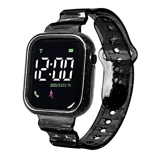 Kids LED Digital Watch Waterproof Large Screen Sports-Black