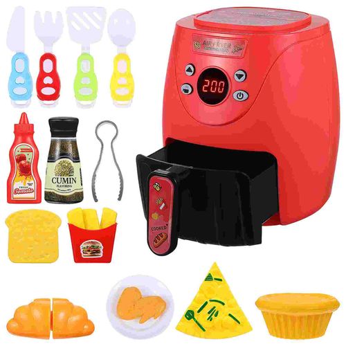 Pretend Play Kitchen Toys Tomato Red Color Changing Air Fryer Children&rsquo;s Cooking Playset