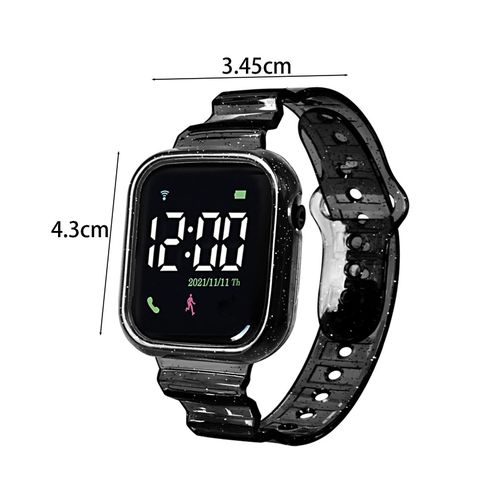 Kids LED Digital Watch Waterproof Large Screen Sports-Black