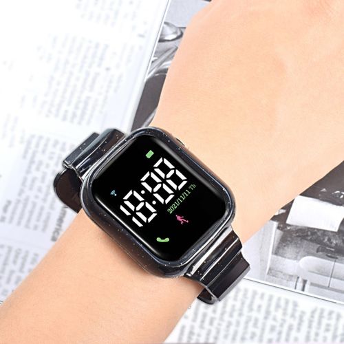 Kids LED Digital Watch Waterproof Large Screen Sports-Black
