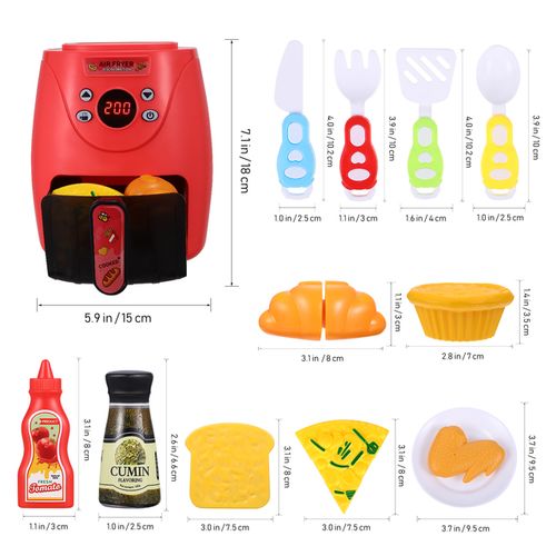 Pretend Play Kitchen Toys Tomato Red Color Changing Air Fryer Children’s Cooking Playset