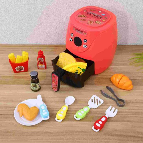 Pretend Play Kitchen Toys Tomato Red Color Changing Air Fryer Children’s Cooking Playset