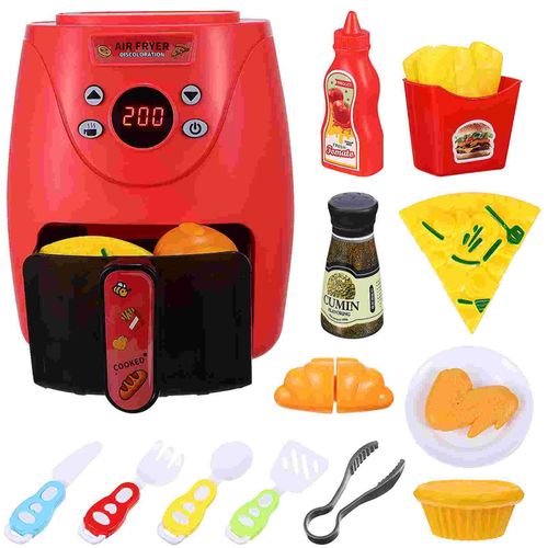 Pretend Play Kitchen Toys Tomato Red Color Changing Air Fryer Children’s Cooking Playset